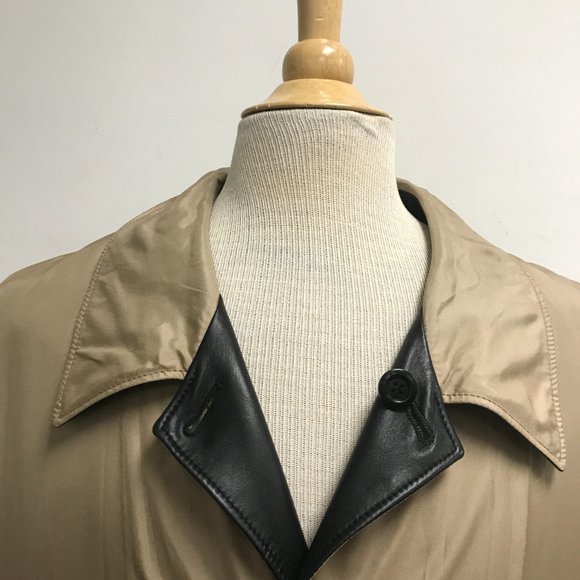 Torras black Spanish Leather to silk reversible trench coat e66 chest 58" - Picture 11 of 14